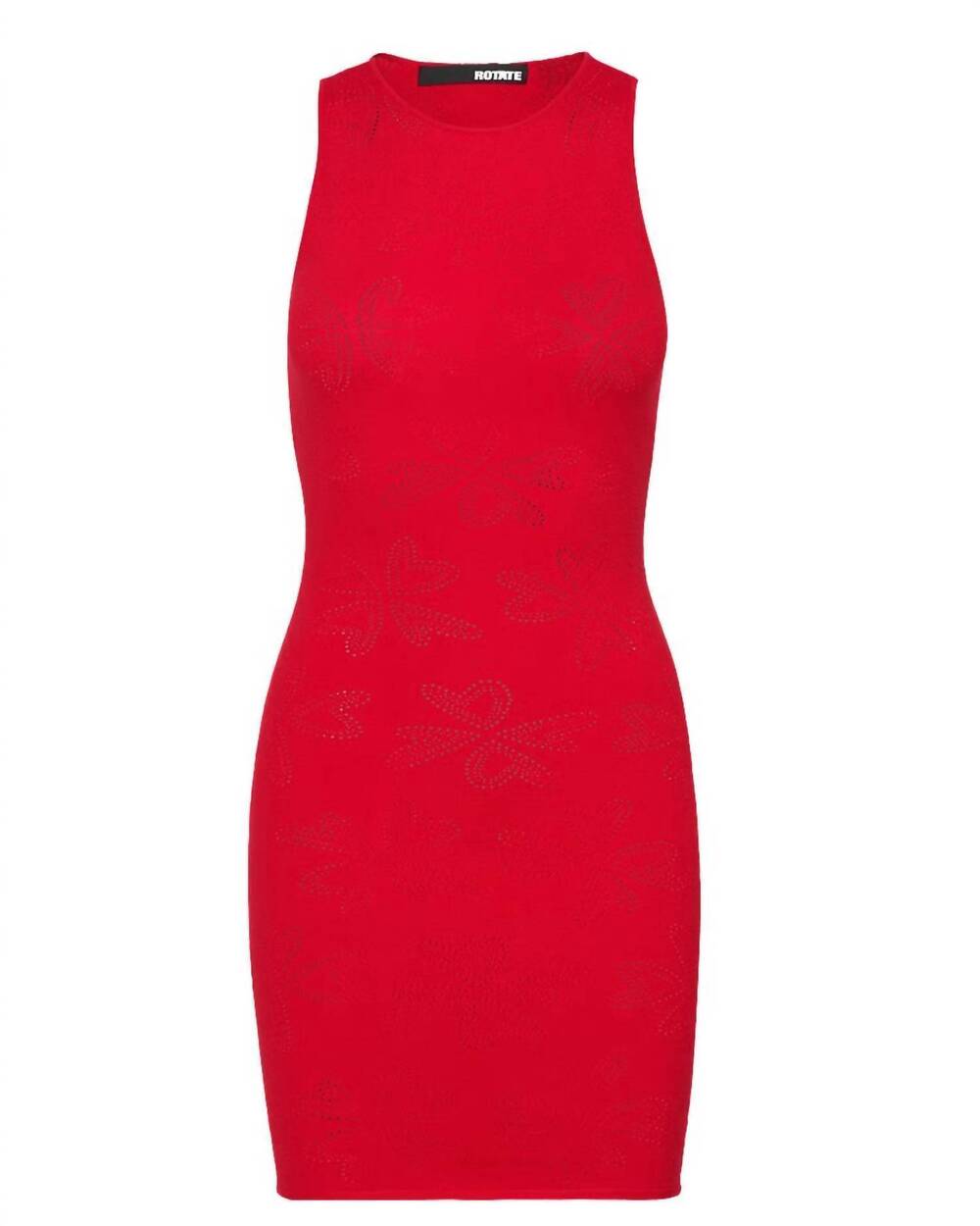 NEW ROTATE women's pointelle knit tank dress in red